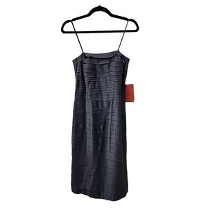 JS Collections Grey Tiered Body Con Midi Cocktail Dress Womens Size 4 NWT